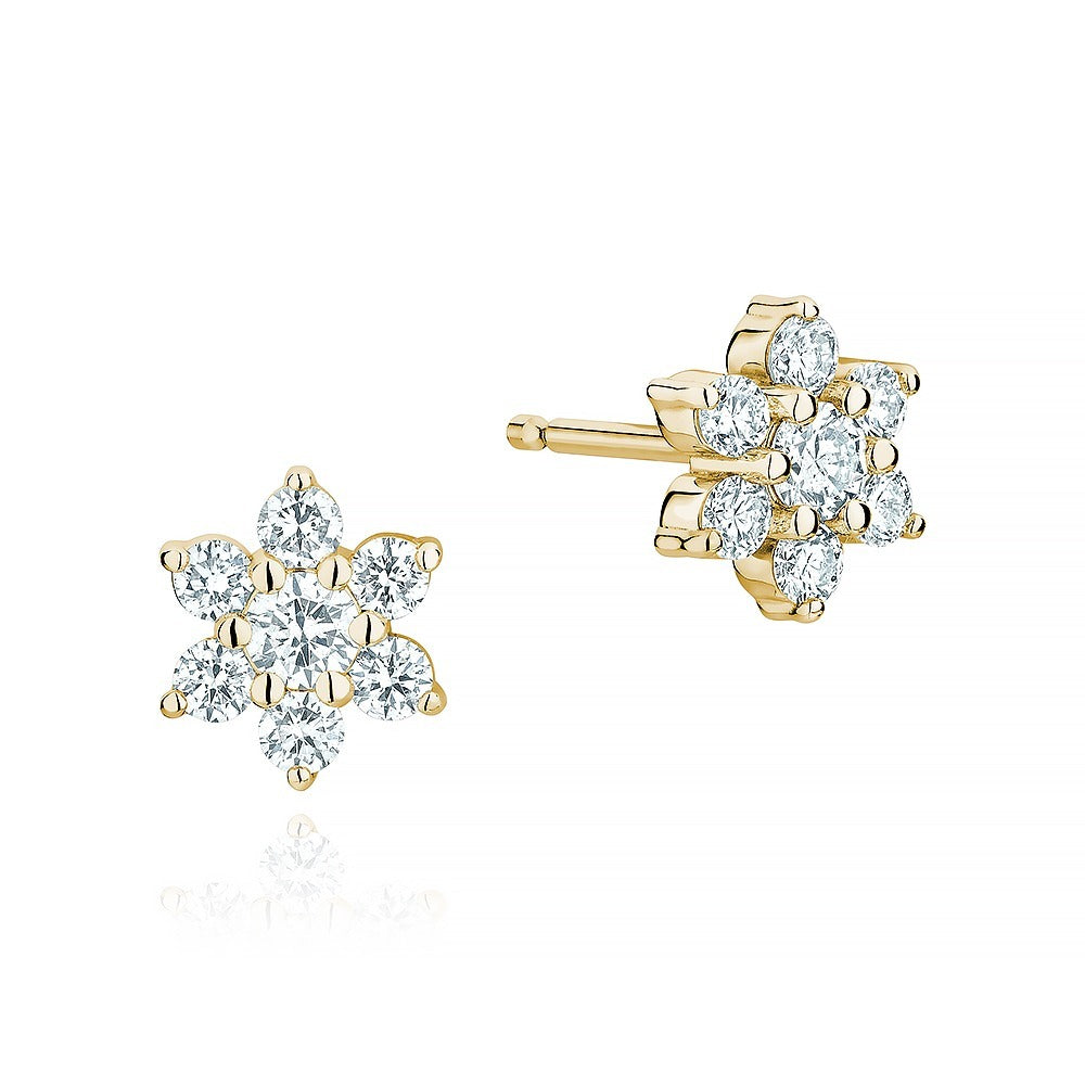 Puces d'oreilles fleur en diamant
