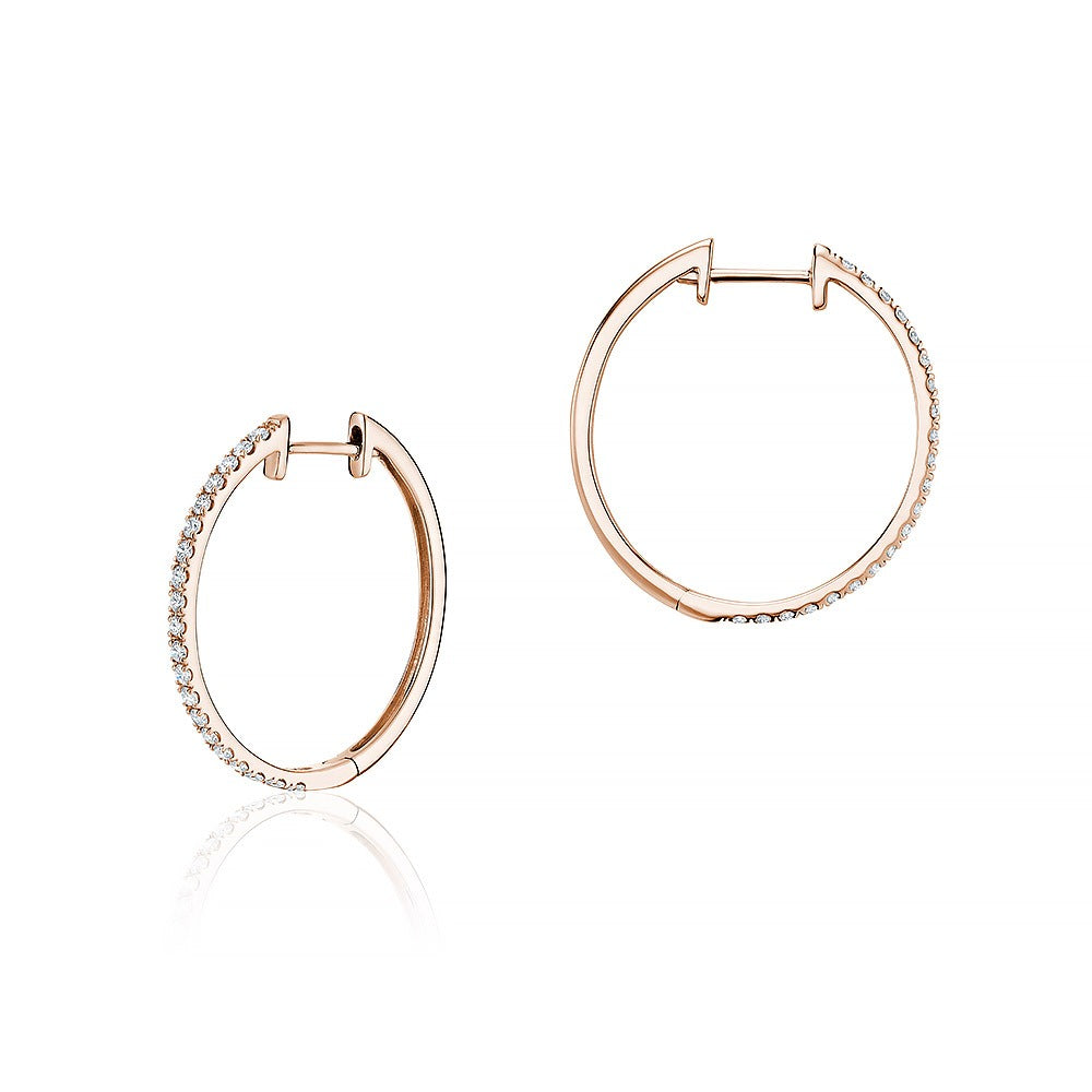 18K White Gold And Diamond Hoop Earrings