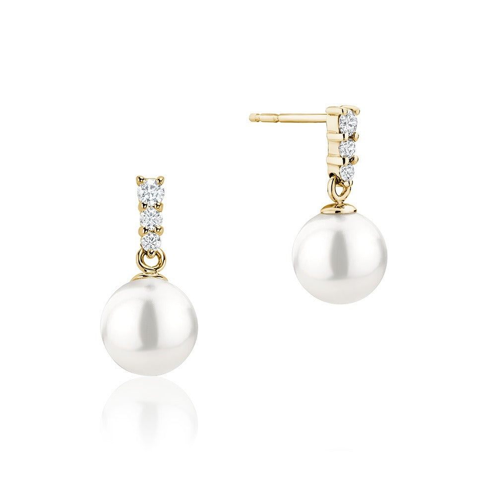 Pearl & Diamond Earrings