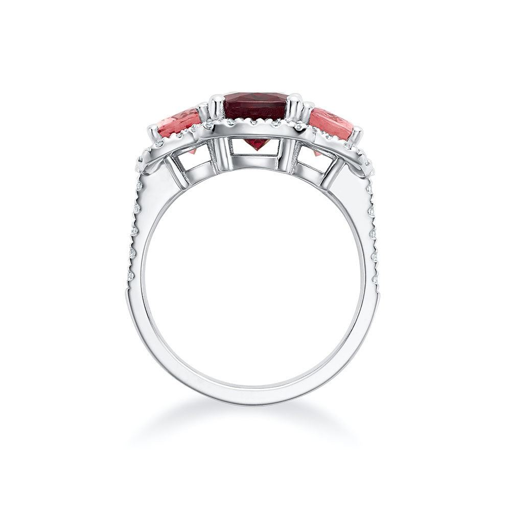 Bague en rubellite et tourmaline rose