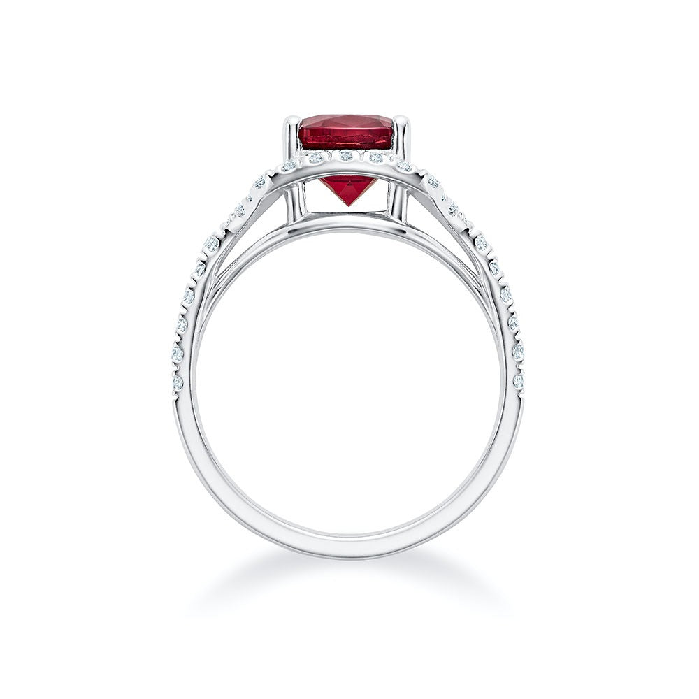 Bague rubellite et diamant