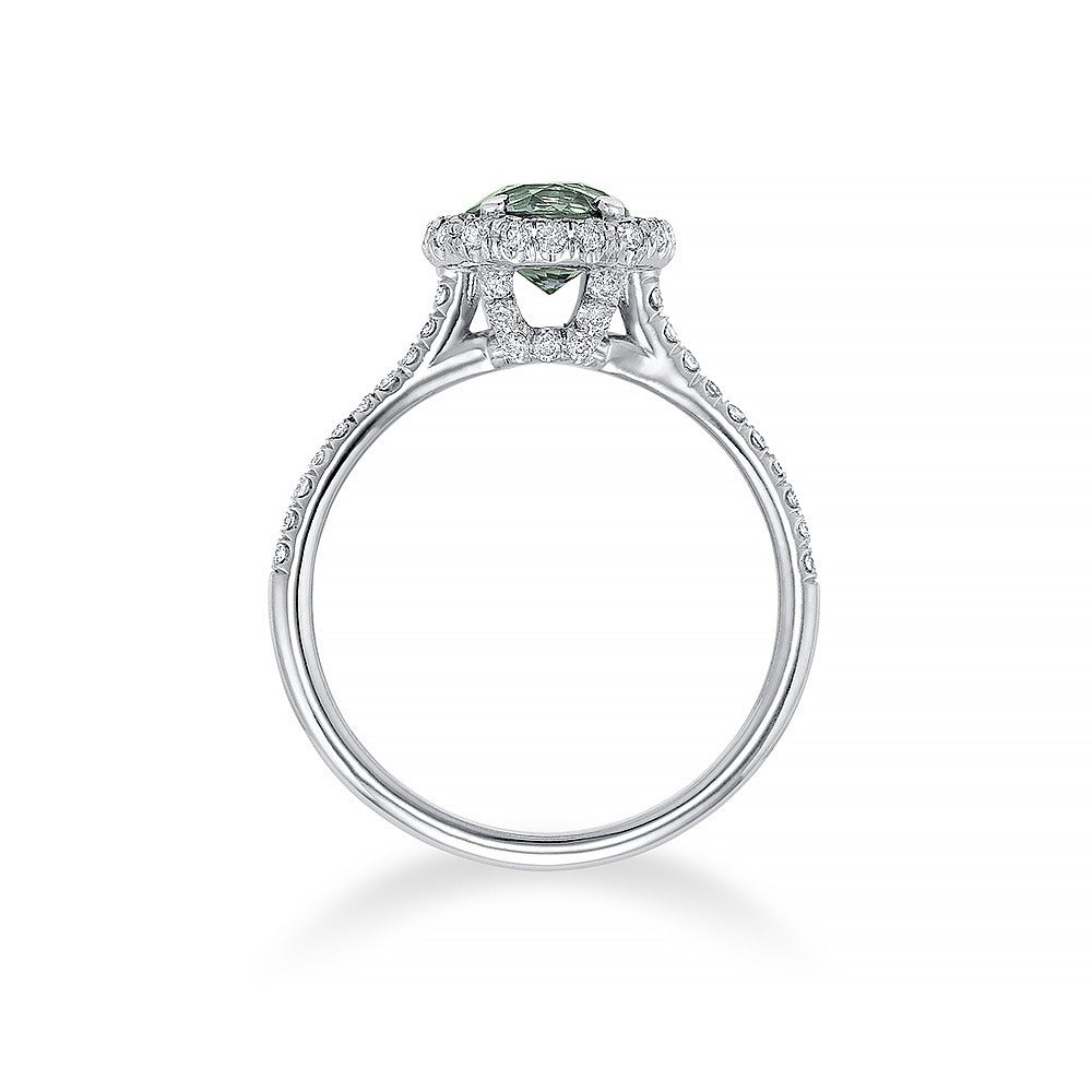 Bague Saphir Bleu sarcelle et Diamants