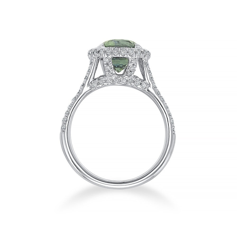 Bague Saphir Vert et Diamants