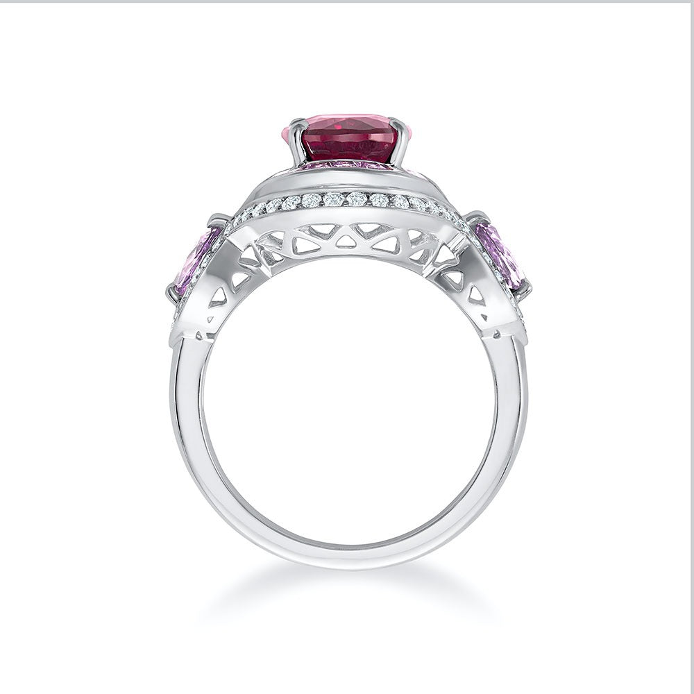 Bague rubellite et saphir violet