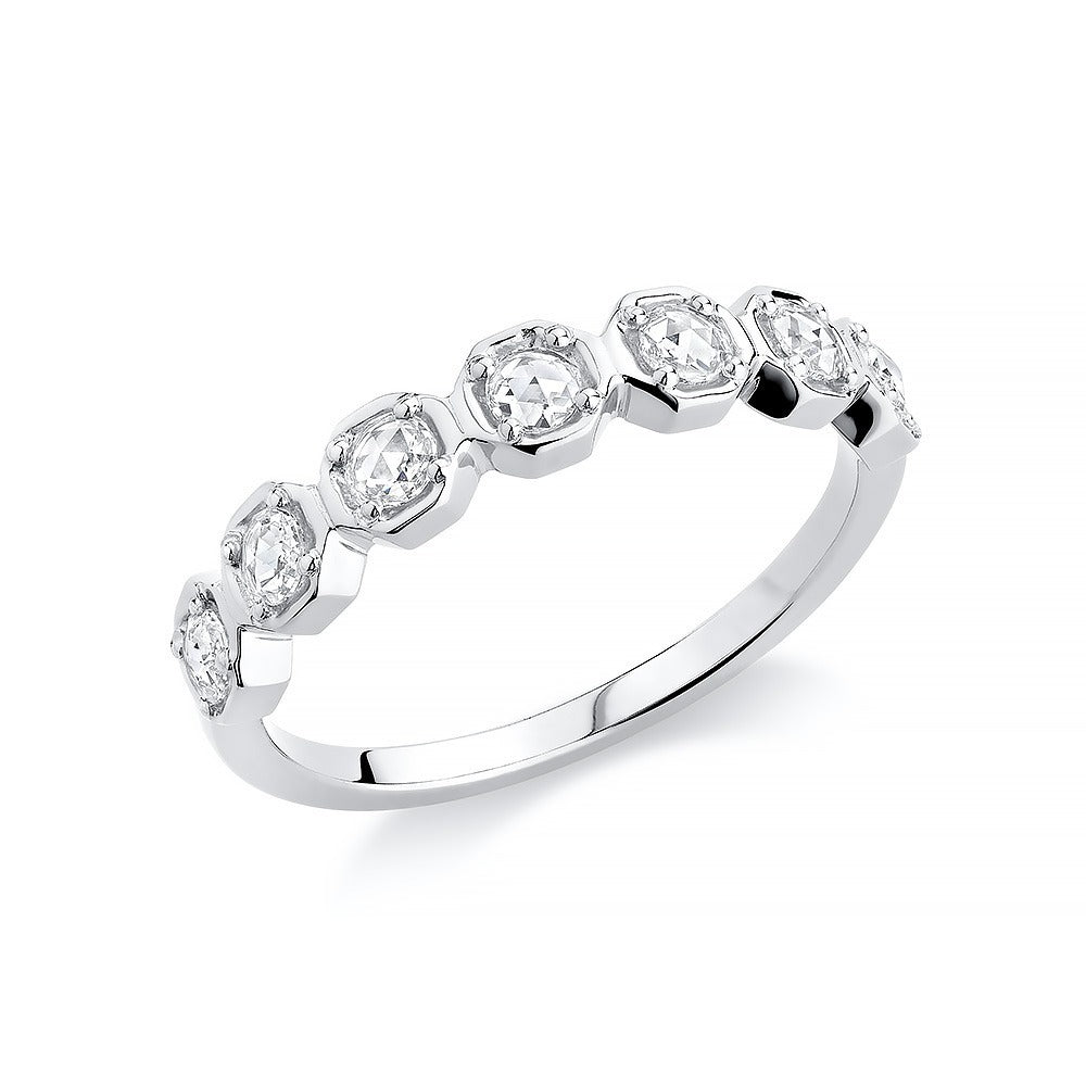 Demi-éternité carrée en diamants taille rose