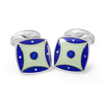 Royal and Silver Blue Enamel Cufflinks