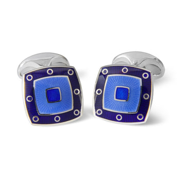 Royal, Silver, and Sky Blue Enamel Cufflinks
