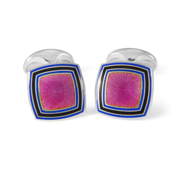 Blue and Pink Enamel Cufflinks