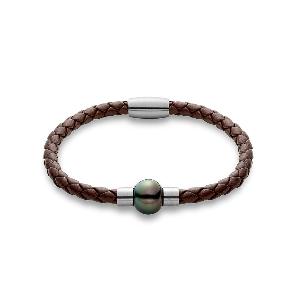 Bracelet en cuir avec perle de Tahiti