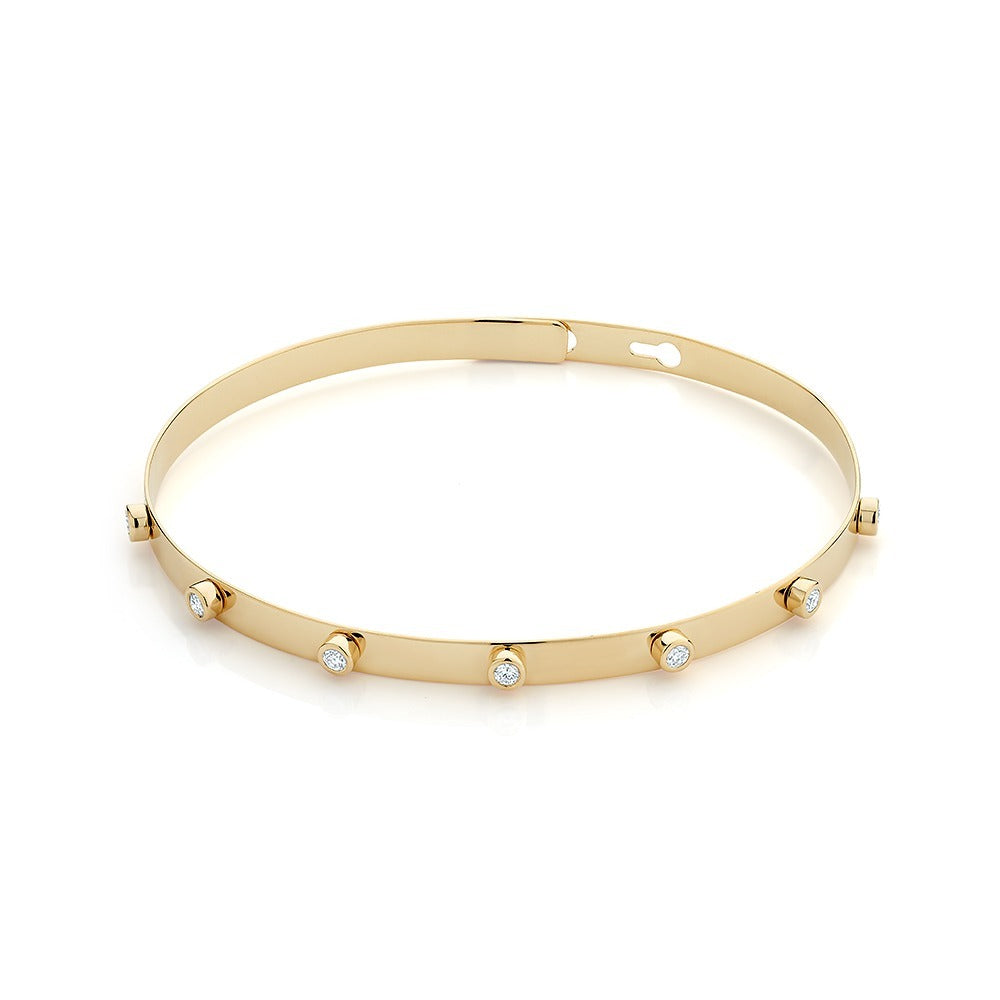 18K White Gold Flexible Diamond Bangle