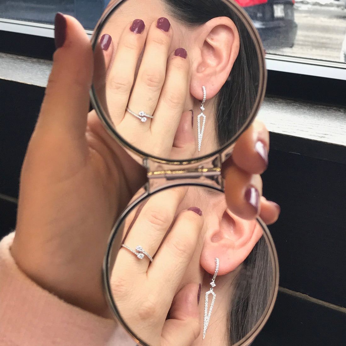 Boucles d'oreilles bouclier en diamant