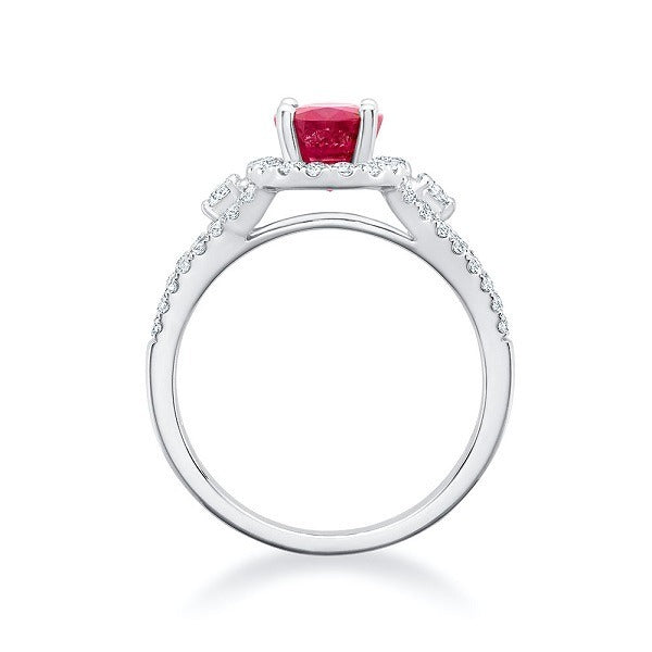 Bague Auréole Rubis et Diamants à Corps Séparé