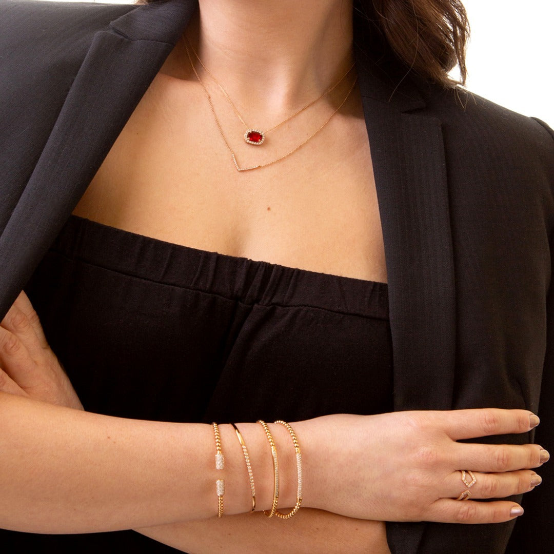 Rubellite and Diamond Pendant