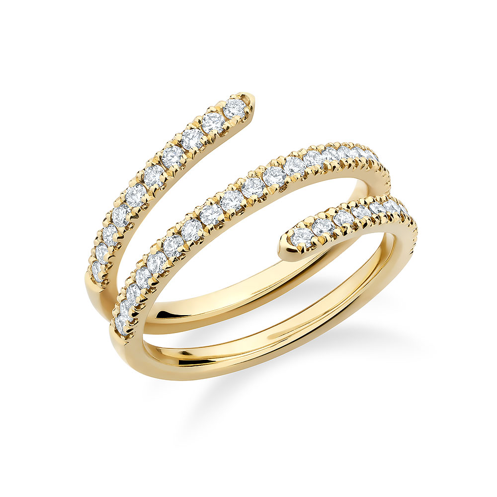 18K Yellow Gold Triple Spiral Diamond Ring | Maison Goldberg Bijouterie