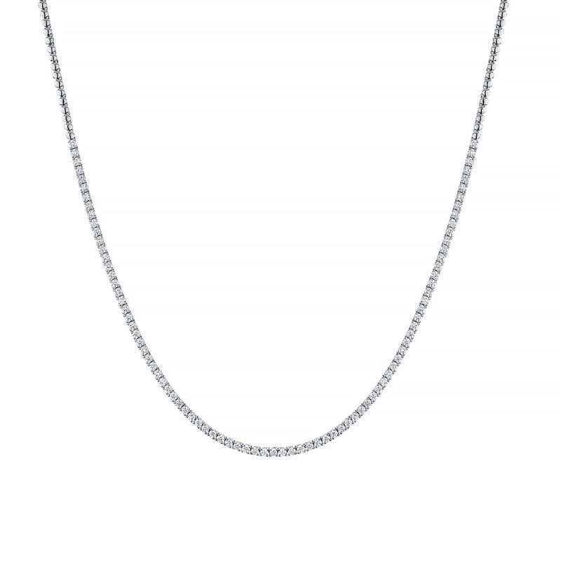 18k white gold half diamond tennis necklace