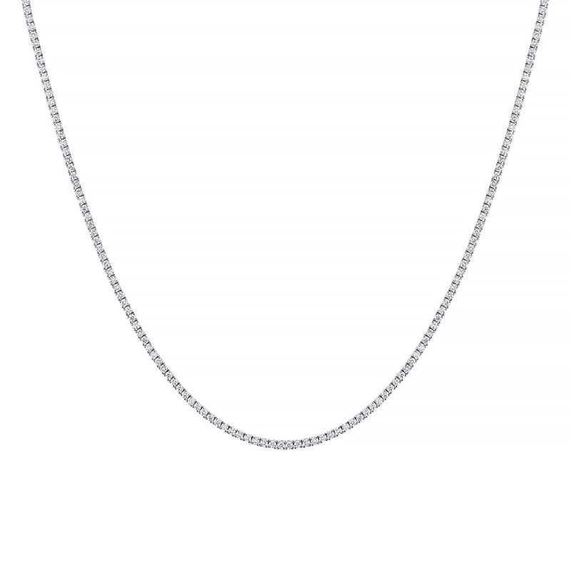 18k white gold diamond tennis necklace