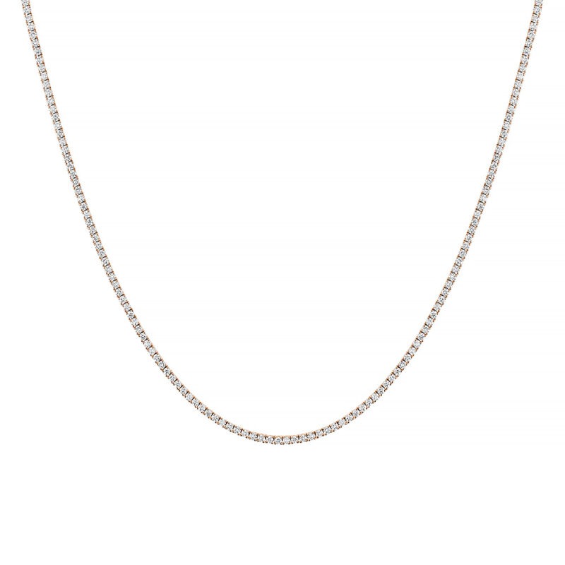 18k rose gold diamond tennis necklace