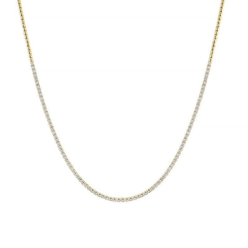 18k gold half diamond tennis necklace