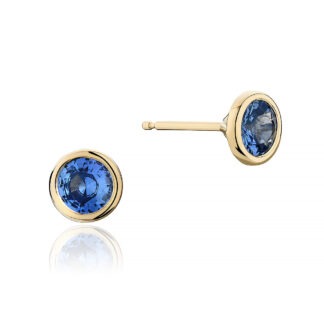 18k gold and sapphire bezel-set stud earrings