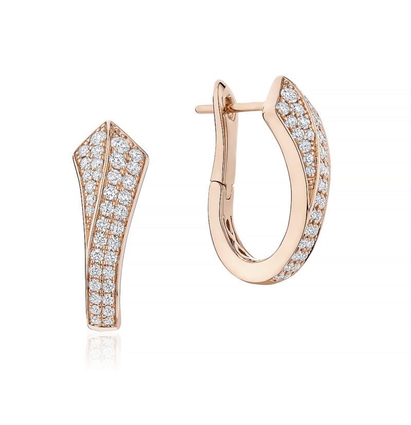 18k rose gold and diamond pavé earrings