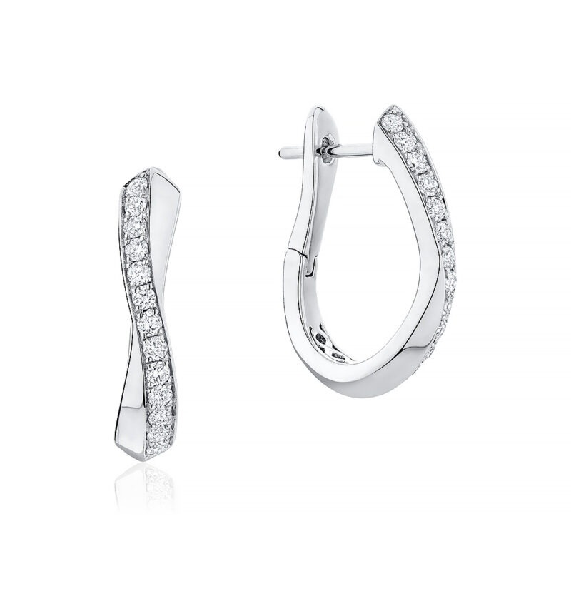 18k white gold and diamond wave earrings
