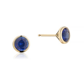 18k gold bezel-set sapphire stud earrings