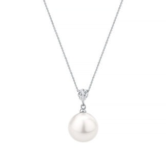 18k white gold diamond and South Sea pearl pendant