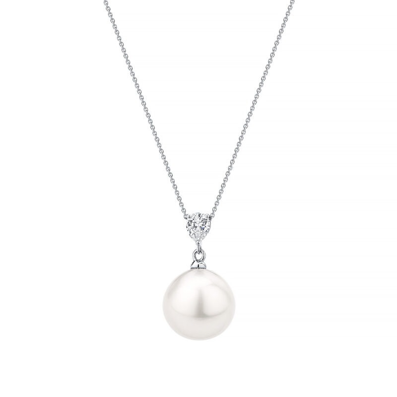18k white gold diamond and South Sea pearl pendant