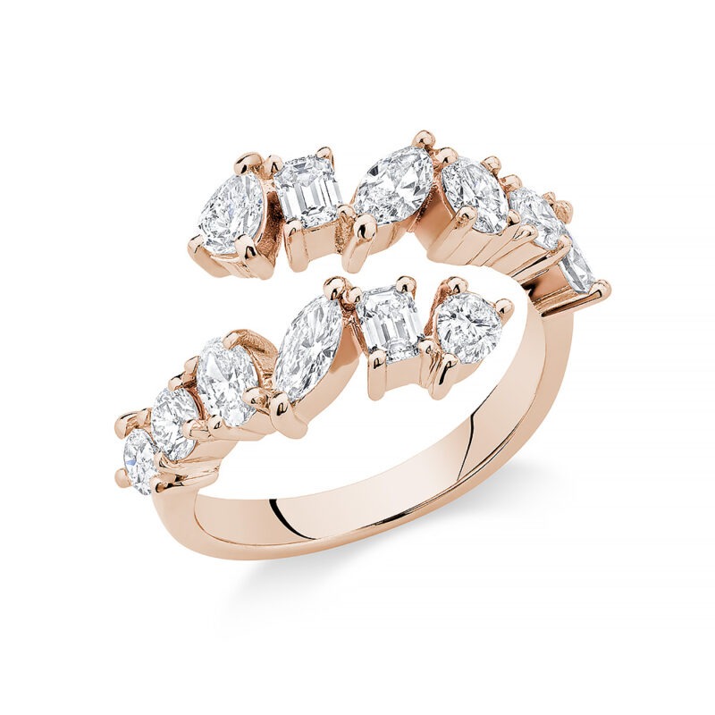 18k rose gold and fancy shaped diamond ring
