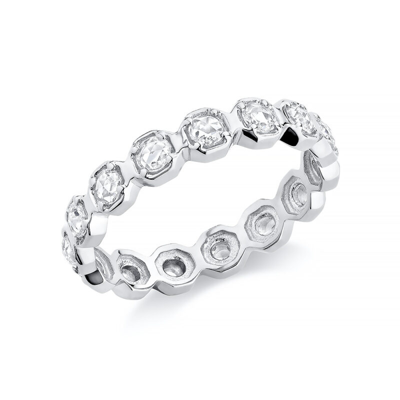 18k white gold and rose-cut diamond squared eternity band