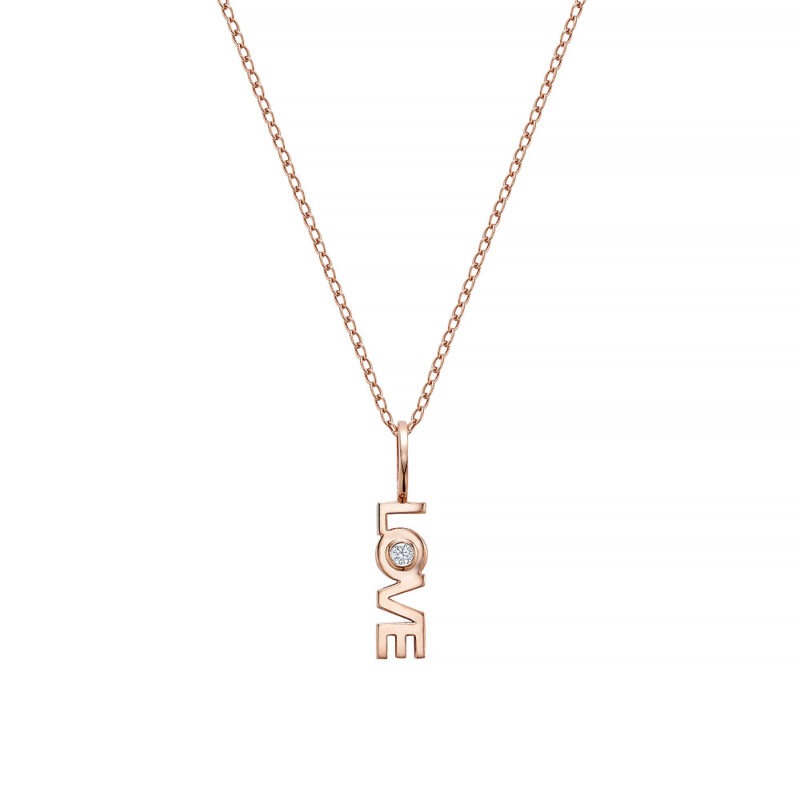 18k rose gold and diamond love pendant
